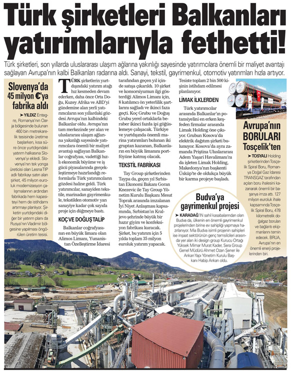Türk Şirketleri Balkanları Yatırımlarıyla Fethetti!